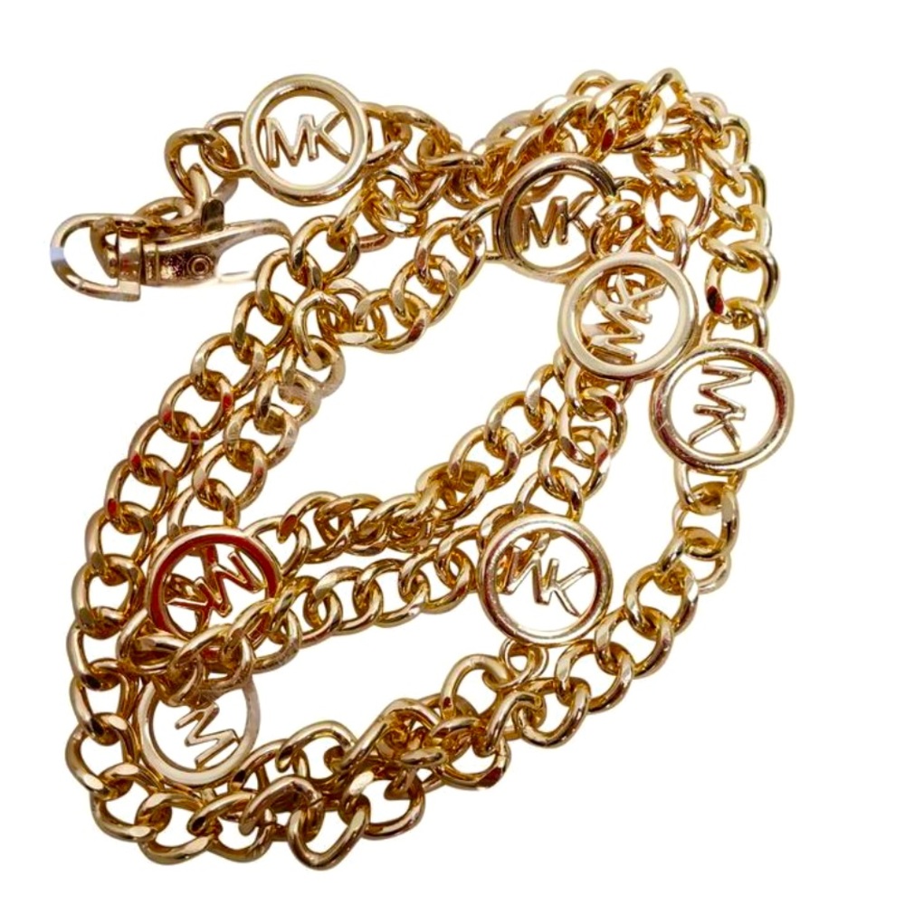 MICHAEL KORS MK Logo Gold Chain Belt